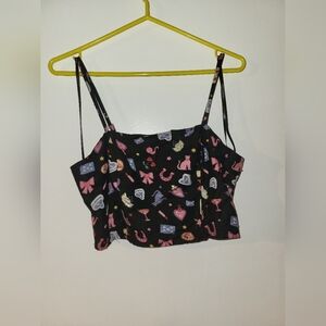 Midnight Sky Black Y2K Style Cropped Tank Top Size Large Brand New Without Tag